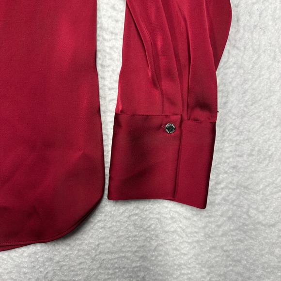 Calvin Klein Red Top Blouse Long Sleeve Shirt 100% Polyester Women's Size L - Picture 4 of 9
